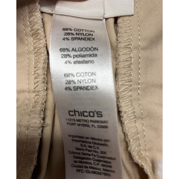 NWOT CHICO’S Utility Crop Pants 0.5/Size 6 Tan Luxe Twill Stretch Rolled Cuffs - Picture 3 of 10